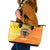 Bhutan Christmas Leather Tote Bag with Takin Reindeer Antlers Santa Hat and Yellow Orange Holiday Pattern - Wonder Print Shop