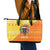 Bhutan Christmas Leather Tote Bag with Takin Reindeer Antlers Santa Hat and Yellow Orange Holiday Pattern - Wonder Print Shop