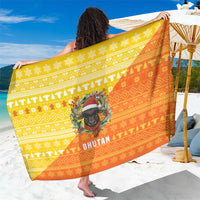 Bhutan Christmas Sarong with Takin Reindeer Antlers Santa Hat and Yellow Orange Holiday Pattern - Wonder Print Shop