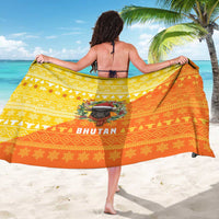 Bhutan Christmas Sarong with Takin Reindeer Antlers Santa Hat and Yellow Orange Holiday Pattern - Wonder Print Shop