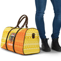 Bhutan Christmas Travel Bag with Takin Reindeer Antlers Santa Hat and Yellow Orange Holiday Pattern - Wonder Print Shop
