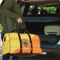 Bhutan Christmas Travel Bag with Takin Reindeer Antlers Santa Hat and Yellow Orange Holiday Pattern - Wonder Print Shop