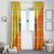 Bhutan Christmas Window Curtain with Takin Reindeer Antlers Santa Hat and Yellow Orange Holiday Pattern - Wonder Print Shop