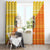 Bhutan Christmas Window Curtain with Takin Reindeer Antlers Santa Hat and Yellow Orange Holiday Pattern - Wonder Print Shop