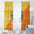 Bhutan Christmas Window Curtain with Takin Reindeer Antlers Santa Hat and Yellow Orange Holiday Pattern - Wonder Print Shop