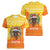 Bhutan Christmas Women V-Neck T-Shirt with Takin Reindeer Antlers Santa Hat and Yellow Orange Holiday Pattern - Wonder Print Shop
