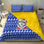 Bosnia and Herzegovina Christmas Bedding Set with Husky Dog Santa Hat and Blue Yellow Snowflake Pattern - Wonder Print Shop
