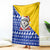 Bosnia and Herzegovina Christmas Blanket with Husky Dog Santa Hat and Blue Yellow Snowflake Pattern - Wonder Print Shop