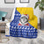 Bosnia and Herzegovina Christmas Blanket with Husky Dog Santa Hat and Blue Yellow Snowflake Pattern - Wonder Print Shop