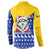 Bosnia and Herzegovina Christmas Button Sweatshirt with Husky Dog Santa Hat and Blue Yellow Snowflake Pattern - Wonder Print Shop