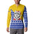Bosnia and Herzegovina Christmas Button Sweatshirt with Husky Dog Santa Hat and Blue Yellow Snowflake Pattern - Wonder Print Shop