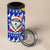 Bosnia and Herzegovina Christmas 4 in 1 Can Cooler Tumbler with Husky Dog Santa Hat and Blue Yellow Snowflake Pattern - Wonder Print Shop