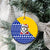 Bosnia and Herzegovina Christmas Ceramic Ornament with Husky Dog Santa Hat and Blue Yellow Snowflake Pattern - Wonder Print Shop