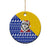 Bosnia and Herzegovina Christmas Ceramic Ornament with Husky Dog Santa Hat and Blue Yellow Snowflake Pattern - Wonder Print Shop