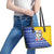 Bosnia and Herzegovina Christmas Leather Tote Bag with Husky Dog Santa Hat and Blue Yellow Snowflake Pattern - Wonder Print Shop