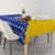 Bosnia and Herzegovina Christmas Tablecloth with Husky Dog Santa Hat and Blue Yellow Snowflake Pattern - Wonder Print Shop
