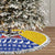 Bosnia and Herzegovina Christmas Tree Skirt with Husky Dog Santa Hat and Blue Yellow Snowflake Pattern - Wonder Print Shop