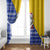 Bosnia and Herzegovina Christmas Window Curtain with Husky Dog Santa Hat and Blue Yellow Snowflake Pattern - Wonder Print Shop