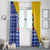 Bosnia and Herzegovina Christmas Window Curtain with Husky Dog Santa Hat and Blue Yellow Snowflake Pattern - Wonder Print Shop