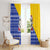 Bosnia and Herzegovina Christmas Window Curtain with Husky Dog Santa Hat and Blue Yellow Snowflake Pattern - Wonder Print Shop