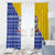 Bosnia and Herzegovina Christmas Window Curtain with Husky Dog Santa Hat and Blue Yellow Snowflake Pattern - Wonder Print Shop