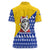 Bosnia and Herzegovina Christmas Women Polo Shirt with Husky Dog Santa Hat and Blue Yellow Snowflake Pattern - Wonder Print Shop
