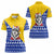Bosnia and Herzegovina Christmas Women Polo Shirt with Husky Dog Santa Hat and Blue Yellow Snowflake Pattern - Wonder Print Shop