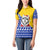Bosnia and Herzegovina Christmas Women Polo Shirt with Husky Dog Santa Hat and Blue Yellow Snowflake Pattern - Wonder Print Shop