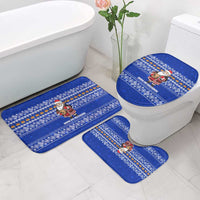 Bosnia and Herzegovina Christmas Bathroom Set with Santa Playing Traditional Instrument and Blue Snowflake Pattern - Wonder Print Shop