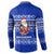 Bosnia and Herzegovina Christmas Button Sweatshirt with Santa Playing Traditional Instrument and Blue Snowflake Pattern - Wonder Print Shop