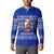 Bosnia and Herzegovina Christmas Button Sweatshirt with Santa Playing Traditional Instrument and Blue Snowflake Pattern - Wonder Print Shop