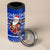 Bosnia and Herzegovina Christmas 4 in 1 Can Cooler Tumbler with Santa Playing Traditional Instrument and Blue Snowflake Pattern - Wonder Print Shop
