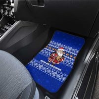 Bosnia and Herzegovina Christmas Car Mats with Santa Playing Traditional Instrument and Blue Snowflake Pattern - Wonder Print Shop