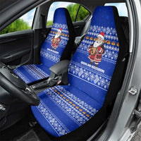 Bosnia and Herzegovina Christmas Car Seat Cover with Santa Playing Traditional Instrument and Blue Snowflake Pattern - Wonder Print Shop