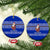 Bosnia and Herzegovina Christmas Ceramic Ornament with Santa Playing Traditional Instrument and Blue Snowflake Pattern - Wonder Print Shop