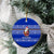 Bosnia and Herzegovina Christmas Ceramic Ornament with Santa Playing Traditional Instrument and Blue Snowflake Pattern - Wonder Print Shop