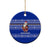 Bosnia and Herzegovina Christmas Ceramic Ornament with Santa Playing Traditional Instrument and Blue Snowflake Pattern - Wonder Print Shop