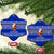 Bosnia and Herzegovina Christmas Ceramic Ornament with Santa Playing Traditional Instrument and Blue Snowflake Pattern - Wonder Print Shop