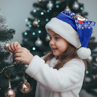 Bosnia and Herzegovina Christmas Santa Hat with Santa Playing Traditional Instrument and Blue Snowflake Pattern - Wonder Print Shop