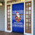 Bosnia and Herzegovina Christmas Door Cover with Santa Playing Traditional Instrument and Blue Snowflake Pattern - Wonder Print Shop