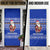 Bosnia and Herzegovina Christmas Door Cover with Santa Playing Traditional Instrument and Blue Snowflake Pattern - Wonder Print Shop