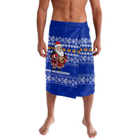Bosnia and Herzegovina Christmas Lavalava with Santa Playing Traditional Instrument and Blue Snowflake Pattern - Wonder Print Shop