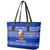 Bosnia and Herzegovina Christmas Leather Tote Bag with Santa Playing Traditional Instrument and Blue Snowflake Pattern - Wonder Print Shop