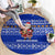 Bosnia and Herzegovina Christmas Round Carpet with Santa Playing Traditional Instrument and Blue Snowflake Pattern - Wonder Print Shop