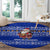 Bosnia and Herzegovina Christmas Round Carpet with Santa Playing Traditional Instrument and Blue Snowflake Pattern - Wonder Print Shop