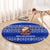 Bosnia and Herzegovina Christmas Round Carpet with Santa Playing Traditional Instrument and Blue Snowflake Pattern - Wonder Print Shop