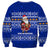 Bosnia and Herzegovina Christmas Sweatshirt with Santa Playing Traditional Instrument and Blue Snowflake Pattern - Wonder Print Shop