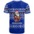Bosnia and Herzegovina Christmas T Shirt with Santa Playing Traditional Instrument and Blue Snowflake Pattern - Wonder Print Shop