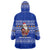 Bosnia and Herzegovina Christmas Wearable Blanket Hoodie with Santa Playing Traditional Instrument and Blue Snowflake Pattern - Wonder Print Shop
