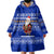 Bosnia and Herzegovina Christmas Wearable Blanket Hoodie with Santa Playing Traditional Instrument and Blue Snowflake Pattern - Wonder Print Shop
